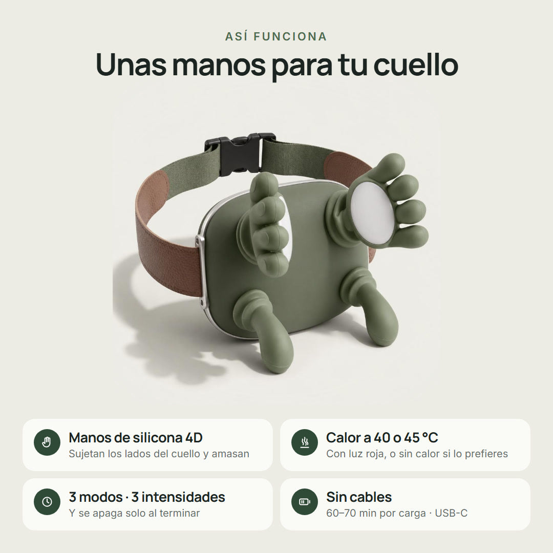 Sazuko – así funciona: manos de silicona, calor a 40 o 45 °C, 3 modos y batería sin cables